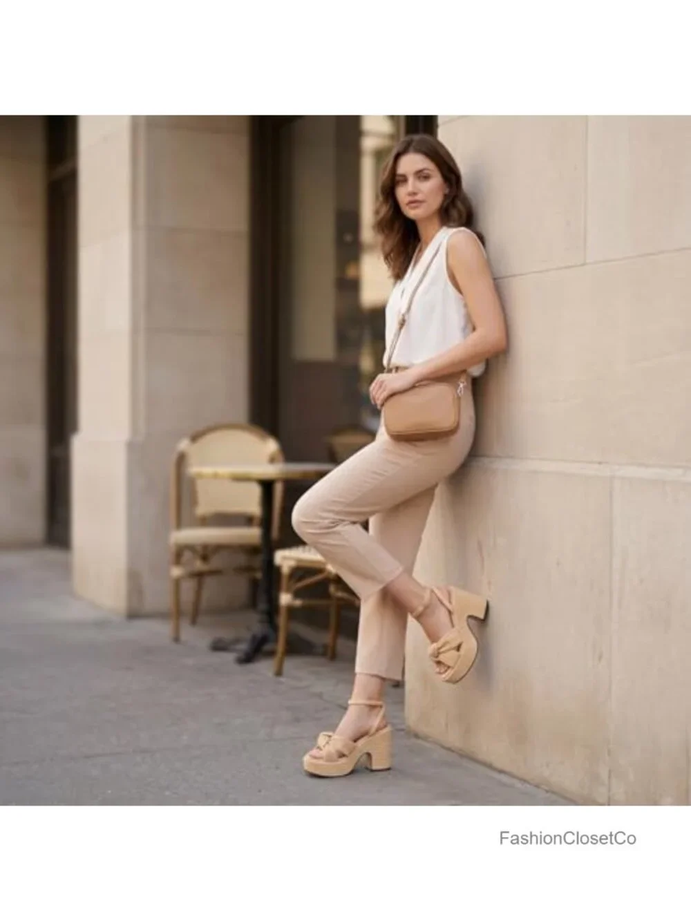 Raffia Platform Sandals, Comfortable Block Heel with Adjustable Ankle Strap